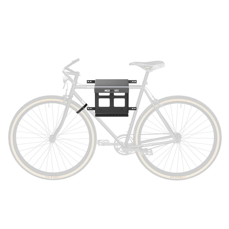 Wheelsup Series Bike Wall Mount With Shelf And Hooks, Black