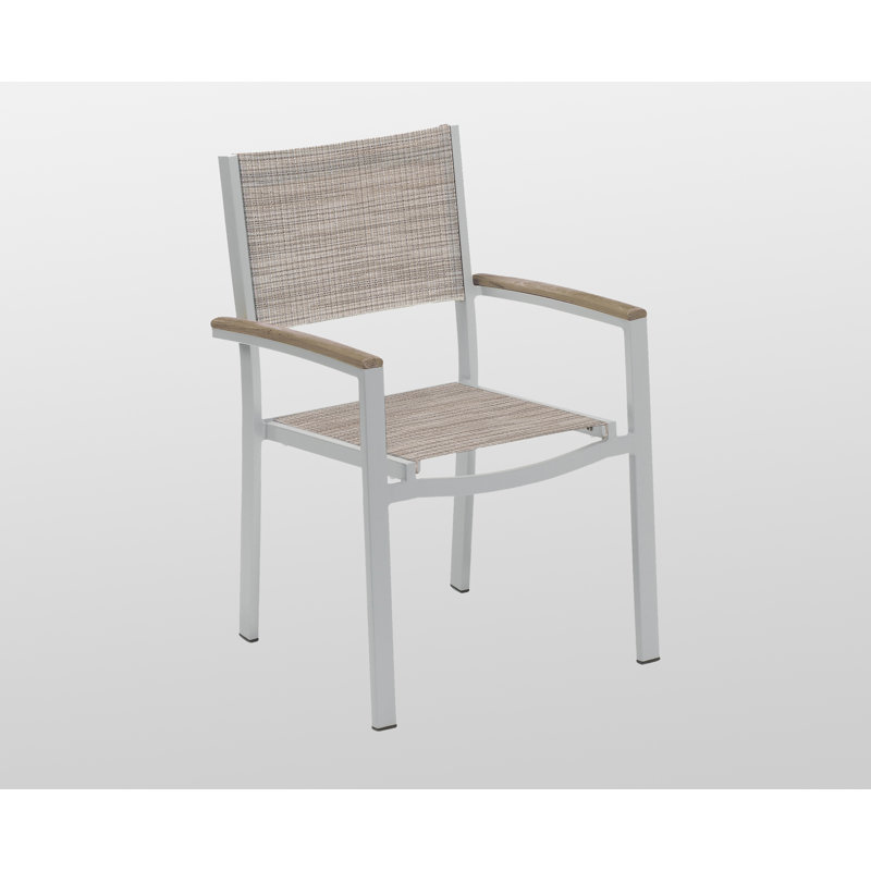 Travira Stacking Patio Dining Chair, Bellows, Tekwood Vintage, Flint