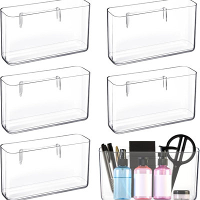 6 Pack Acrylic Wall Mount File Organizer Adhesive Storage Bins Clear