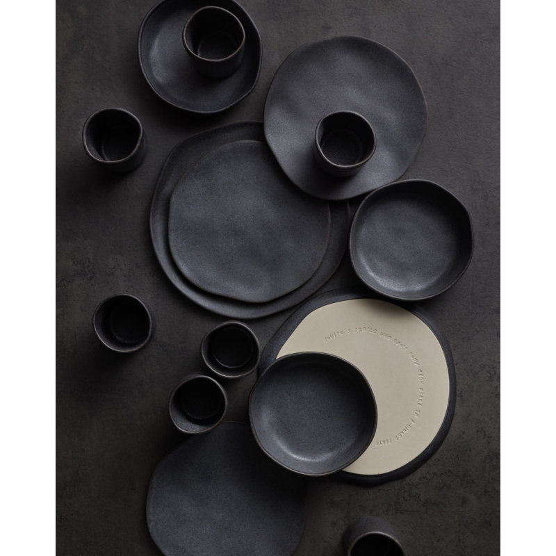 Stone by Mercer Project Hekonda Debossed 32-Piece Dinnerware Set Stoneware, Gray