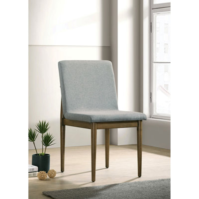 2 chaises de salle à manger 2 pièces, style Mid-Century moderne, bois naturel, tissu gris avec revêtement de 2 styles, revêtement, pieds