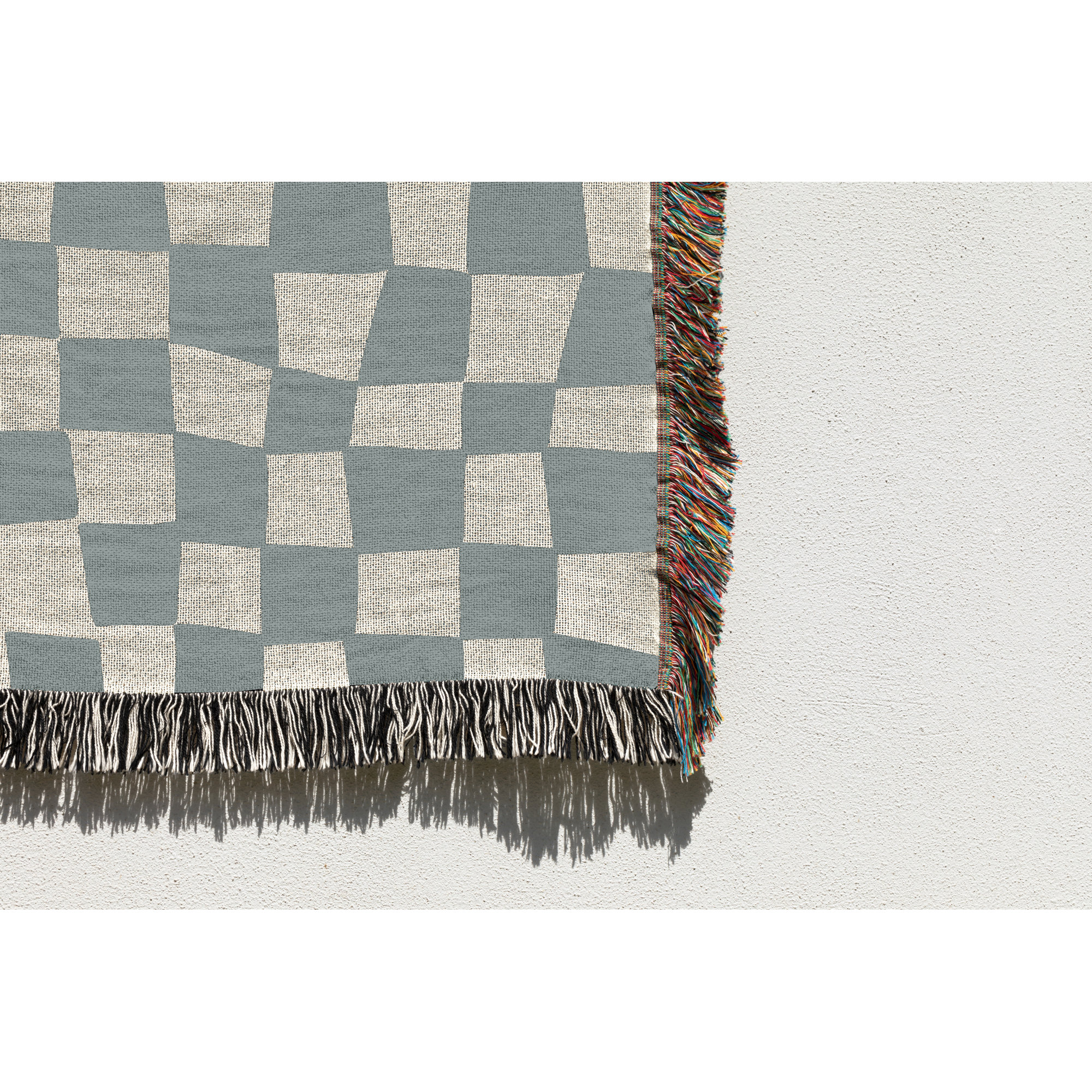 Cocodili Cotton Hand Woven Throw Blanket, Queen, Gray/Beige