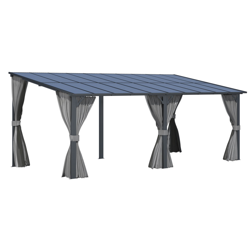 Pergolas murales avec rideaux et filet Lean-To, H 96 po x l 240 po x P 120 po