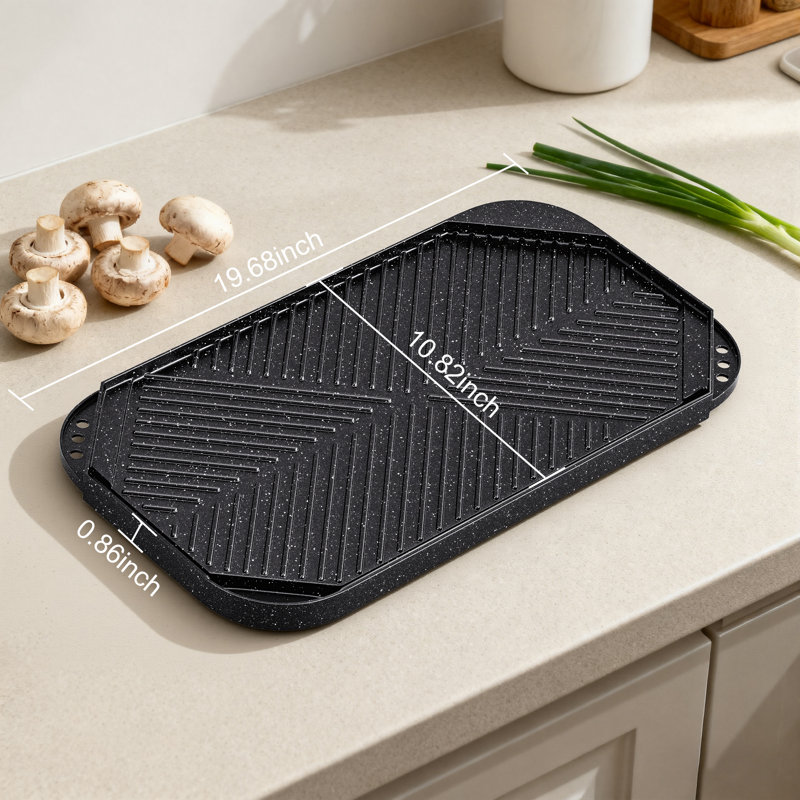Caannasweis 20" Reversible Grill/Griddle, Black
