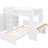 Twin Loft Bed In White - Functional Design With Shelves, Desk, And Wardrobe. Solid Construction. No Box Spring. 78.7"W X 65"H 87.6"L Maximize Space Crafted From Pine Wood . Dimensions:-1136620760-1136620763