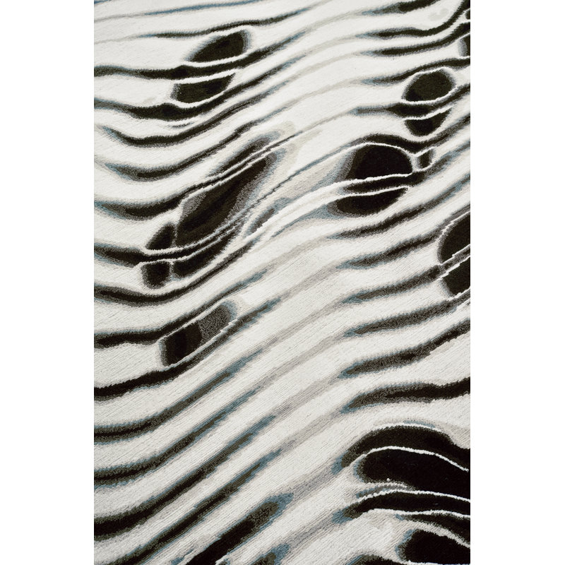 Chihuly Scallop Black Area Rug, Rectangle 6' x 9'