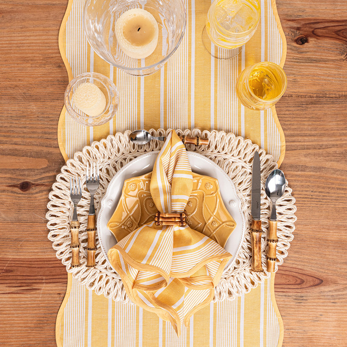 Cabana Stripe 90" Table Runnner, Sunshine
