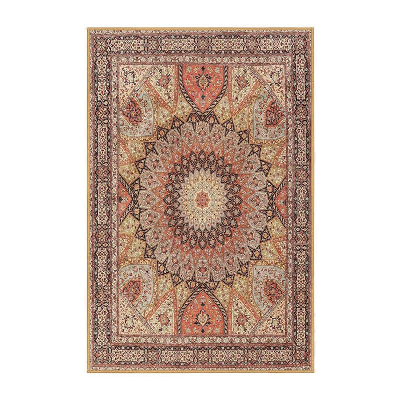Tapis traditionnel brun / rouge Delmar, Rectangle 2 pi x 3 pi