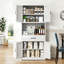 Armoire de rangement de 71 po de hauteur en acier blanc avec grand comptoir, tablettes réglables, tiroirs et crochets, armoire robuste de style moderne