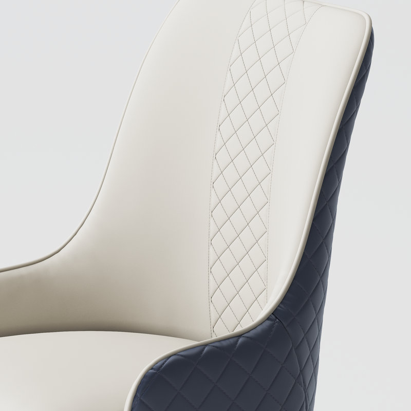 Faux Leather High Back Dining Chairs, Navy