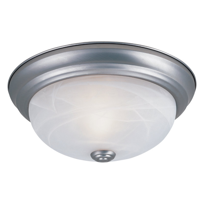 Kaylor Simple Bowl Flush Mount, Pewter / 5.5" H x 15.25" W / White Alabaster