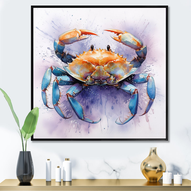Crab Beachcombers VI sur impression sur toile, Cadre flottant noir, 30" H x 30" W