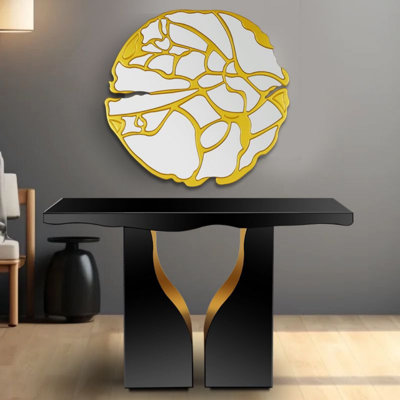 Everly Quinn Inc 47.2" Mirrored Glass Console Table,Entryway Living Sofa Table