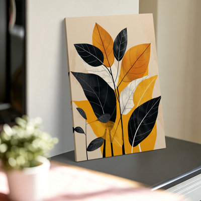 MidCentury Modern 'Abstract Botanical Leaves in' Graphic Art Print Canvas 12*8 inch- Living Room Decor