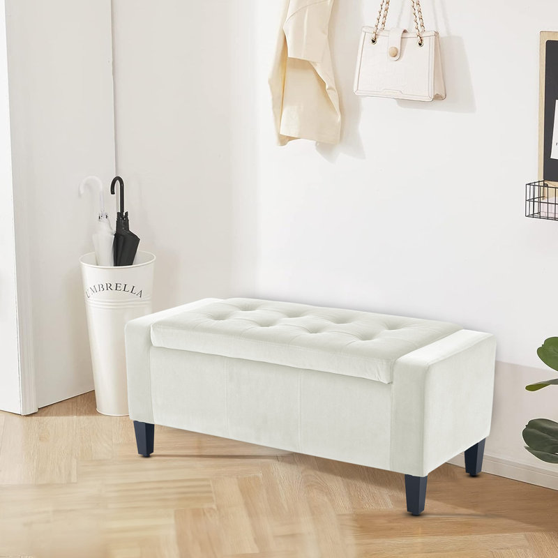 Polyester Upholstered Bench, Ivory
