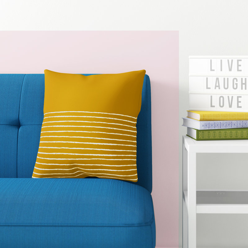 Housse de coussin Adlin, 16 po x 1 po, Jaune, Pas de bourre