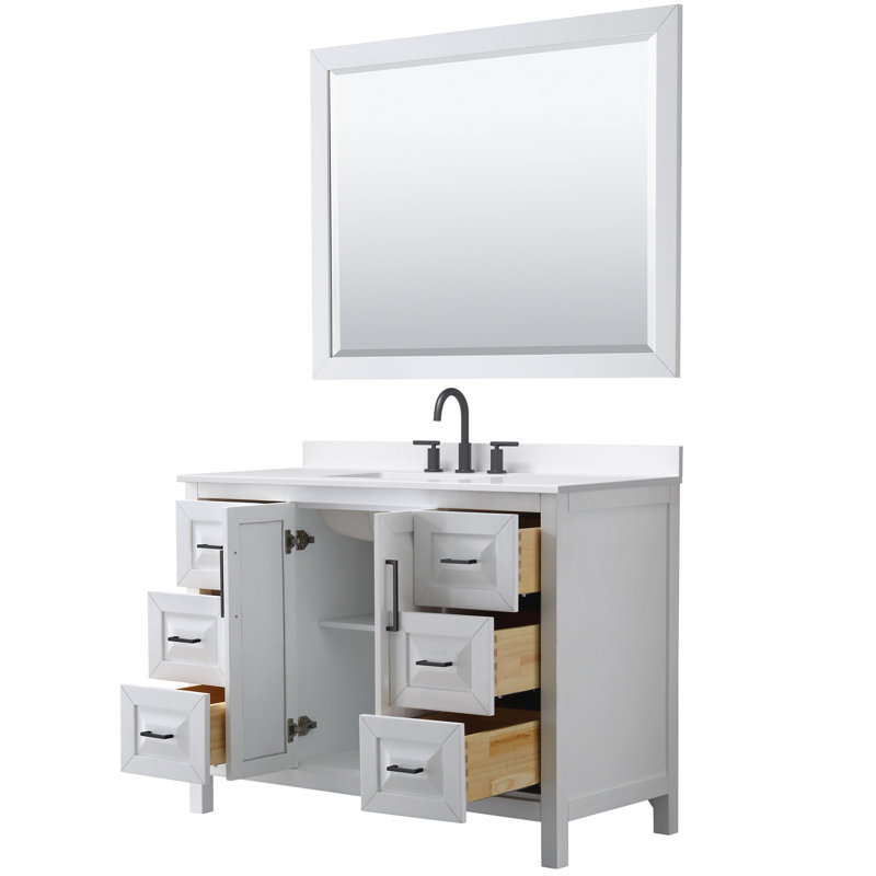 Daria 48'' W Vanity, Matte Black, White, Giotto Quartz
