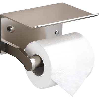 3M Self-Adhesive Or Wall-Mount Toilet Paper Holder With Shelf – Rustproof Bathroom Tissue And Phone Holder