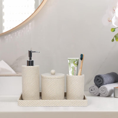 Beige Bathroom Accessories Set 4 Pcs