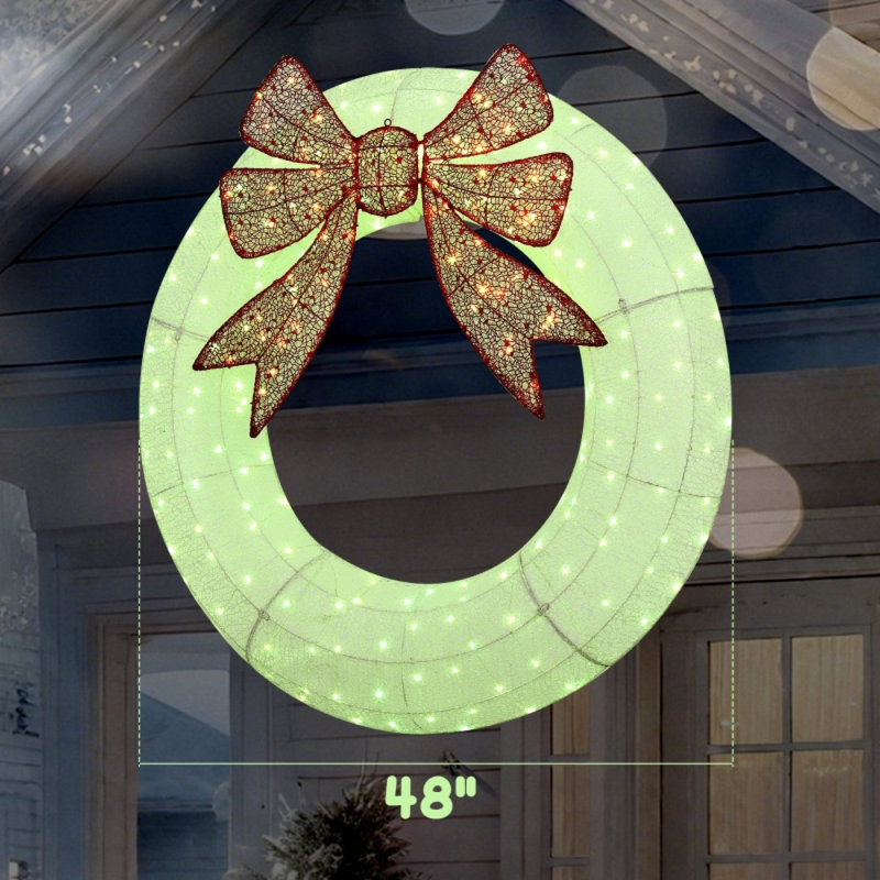 Décoration de couronne lumineuse avec DEL bicolore, couronne de Noël de 48 pouces avec minuterie quotidienne, télécommande
