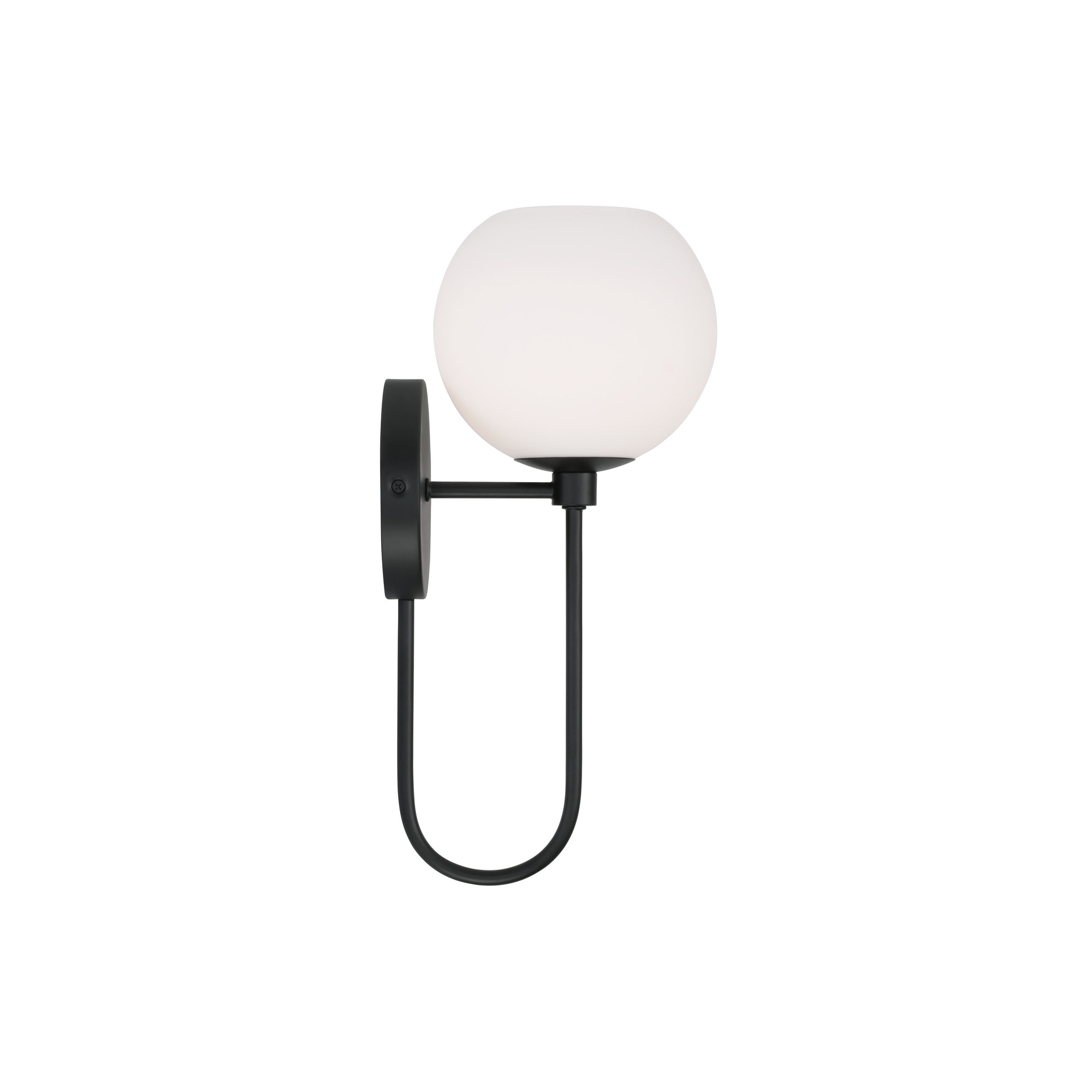 Ansley Single Light Glass Dimmable Armed Sconce, Matte Black