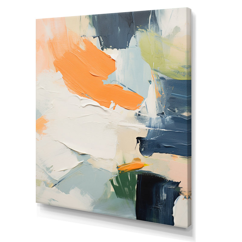 Orange tristesse I - peinture murale abstraite, H 32 po x l 16 po x P 1 po, Toile tendue