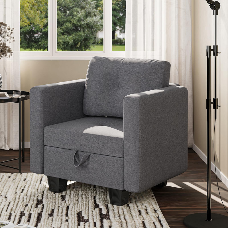 Upholstered Club Chair, Dark Grey