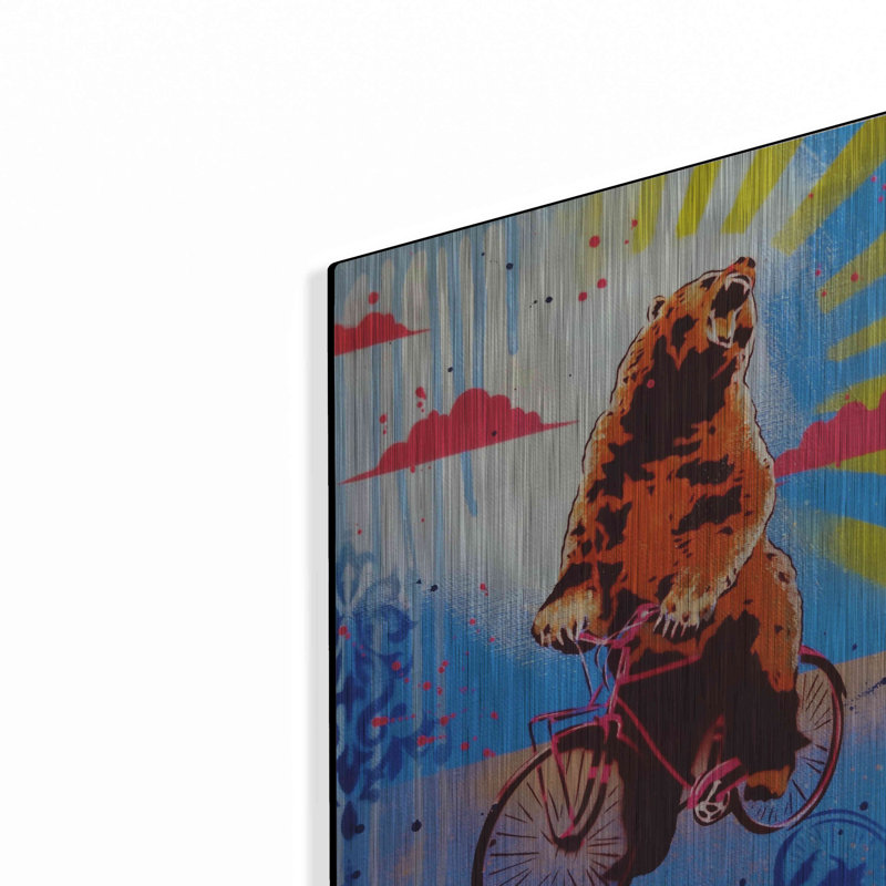 « Bear Back Rider » de Trinx par AbcArtAttack, décoration murale en métal, H 16 po x l 12 po