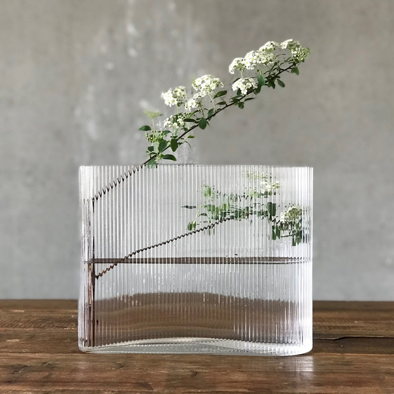 Mist Handmade Lead Free Crystal Table Vase, 8.25'' H X 10.6'' W X 3.94'' D