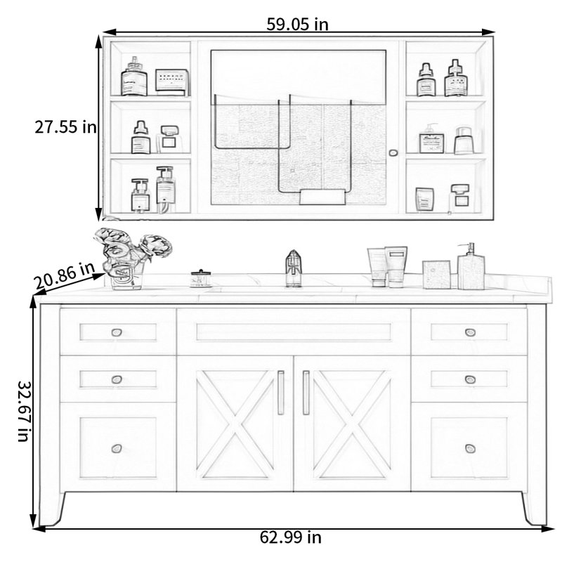 American style solid wood bathroom cabinet