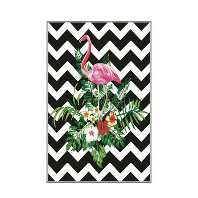 Tapis antibactérien 100% polyester 5,9 x 9,2 pi Luxurious Pois en feutre antidérapant en PVC, d'une hauteur de poils de 0,3 po | Lavable à la machine, impression numérique 3D, parfaite pour le décor du salon et de la chambre à coucher