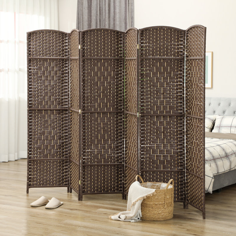 Paravent pliable à 6 panneaux, 1,83 m de hauteur, en bois naturel, pour bureau à domicile., 6, 70.9" H x 106.3" W x 0.7" D
