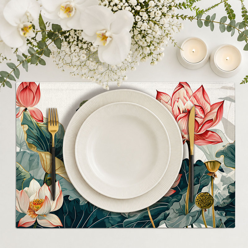 4-Piece Polyester Rectangle Dining Table Placemat