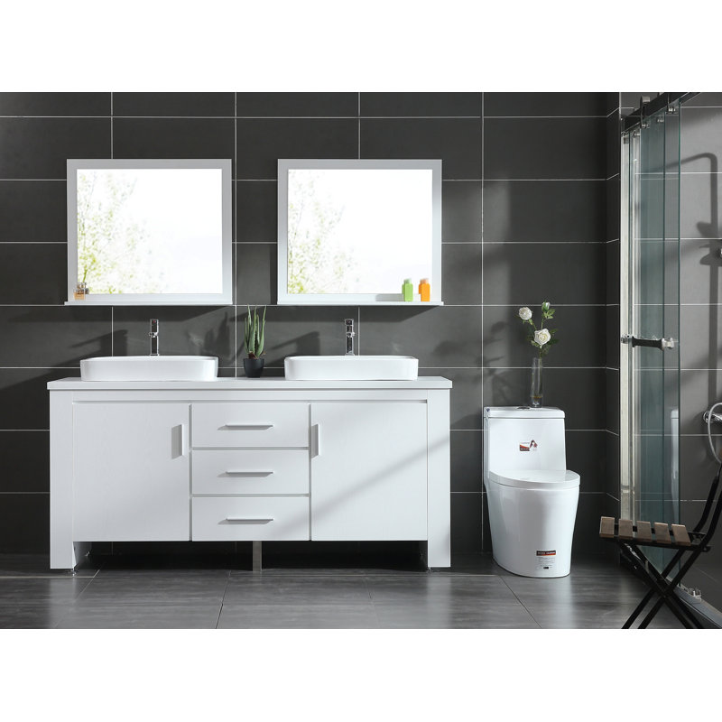 Cayden 72'' Double Bathroom Vanity with Wood Top