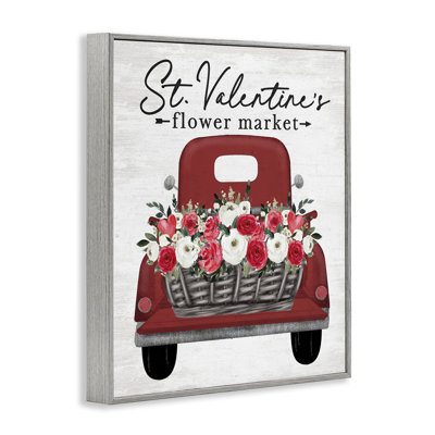 Estampe numérique du marché aux fleurs de la Saint-Valentin, conception de lettres et de lignes
