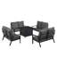 Ensemble de table de foyer en aluminium noir avec quatre causeuses profondes-422851995