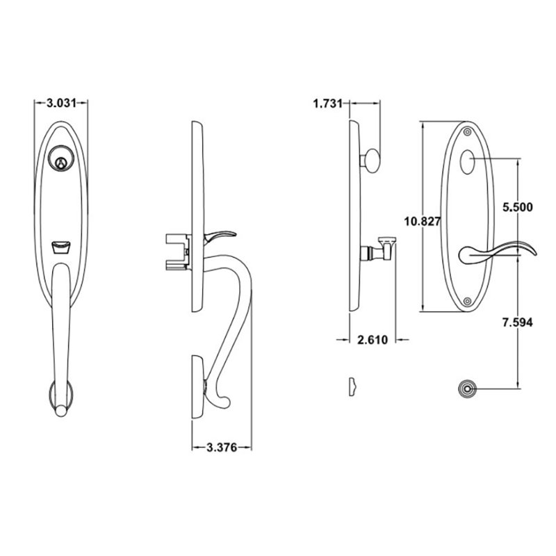 Ensemble de poignée Premium 200 Series avec pêne dormant à cylindre simple, bouton de porte et rosette, Laiton poli