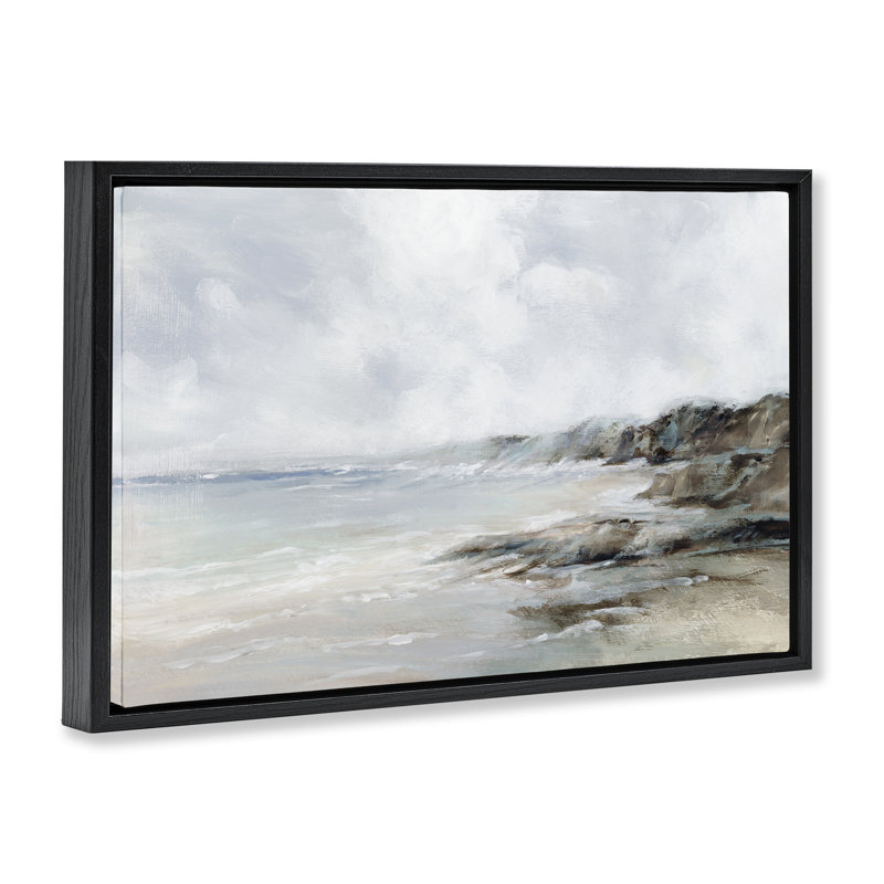 Toile flottante encadrée "Classic Shoreline Cliff" par Luna Mavis, H 21 po x l 31 po, Cadre flottant noir de jais