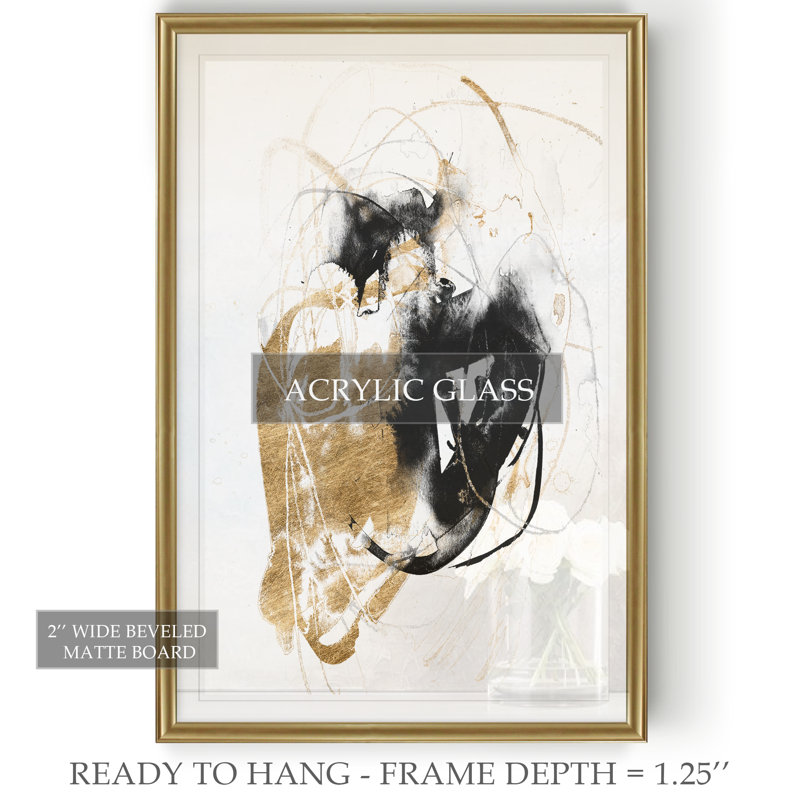 « black/gold splash iii », reproduction sur toile, H 18,5 po x l 24,5 po x P 1,5 po, Or