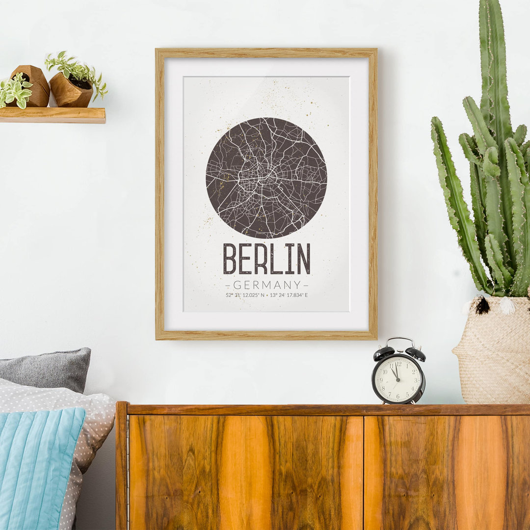 Gerahmtes Poster Berlin City Plan - Vintage