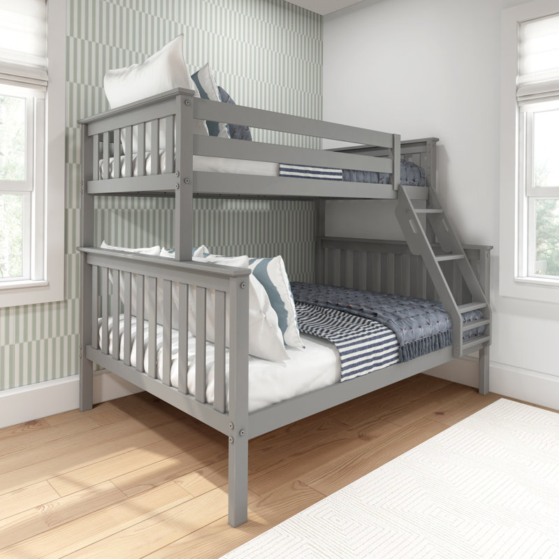 Lit superposé simple au-dessus de double en bois massif Aileana, Gris
