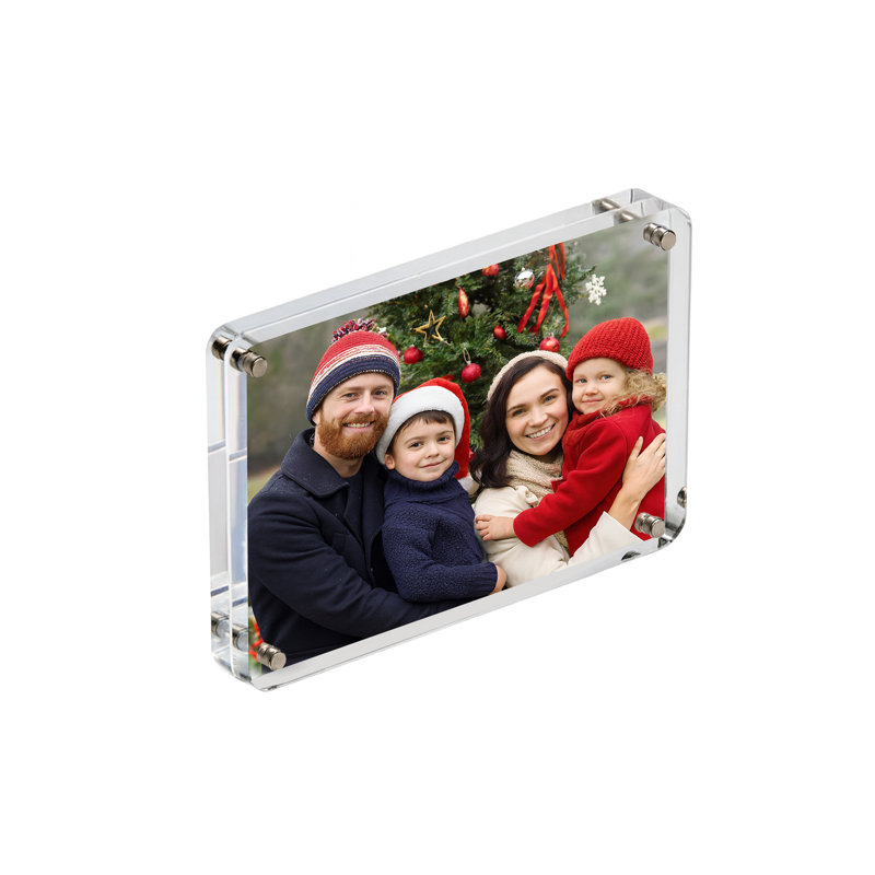 Cadre photo magnétique rond en acrylique transparent de qualité supérieure, 5 po x 7 po