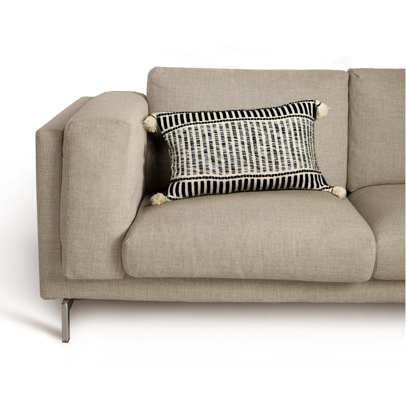 Black and White Cotton Tassel Throw Pillow