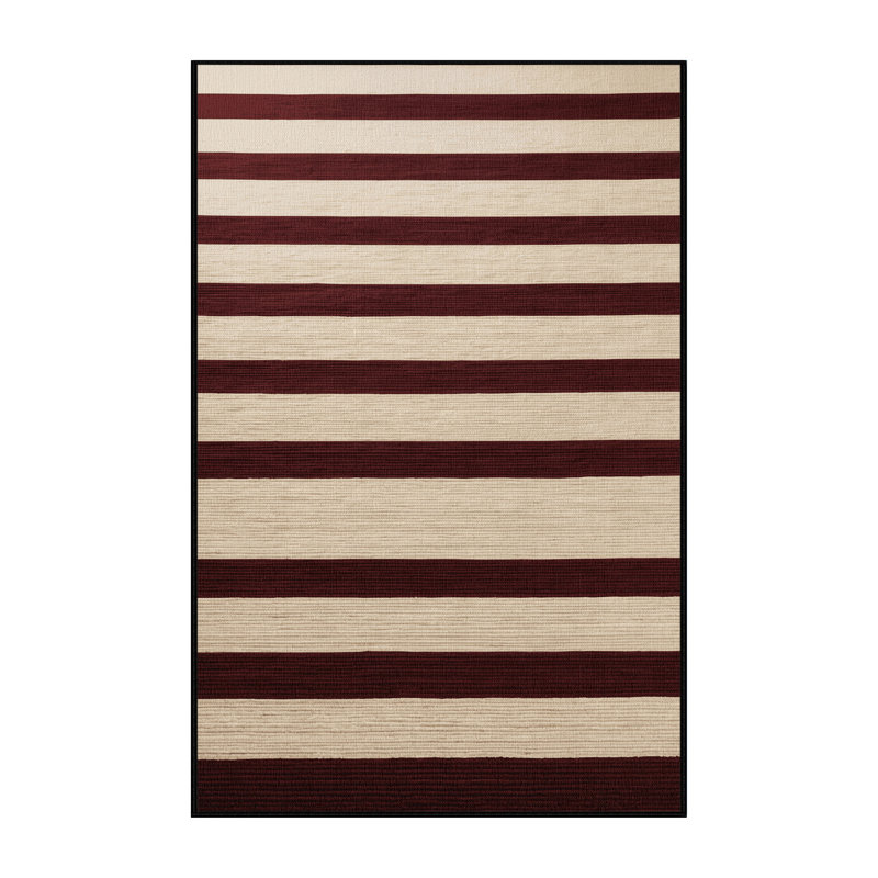 Tapis noir à rayures horizontales lavable à la machine, Rectangle 2 pi x 3 pi