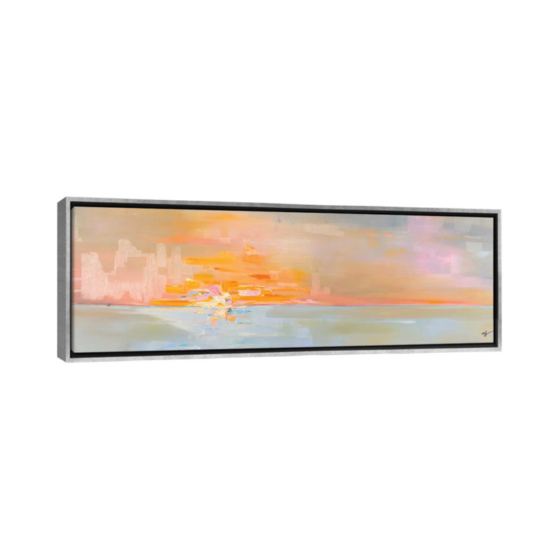 «Sunset II», reproduction panoramique, H 20 po x l 60 po x P 1,5 po, Toile avec cadre argenté