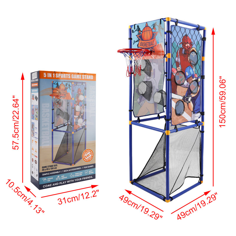 Ensemble de jeu multi-lancer 5-en-1 - Football, baseball, basketball, rugby et ballon volant