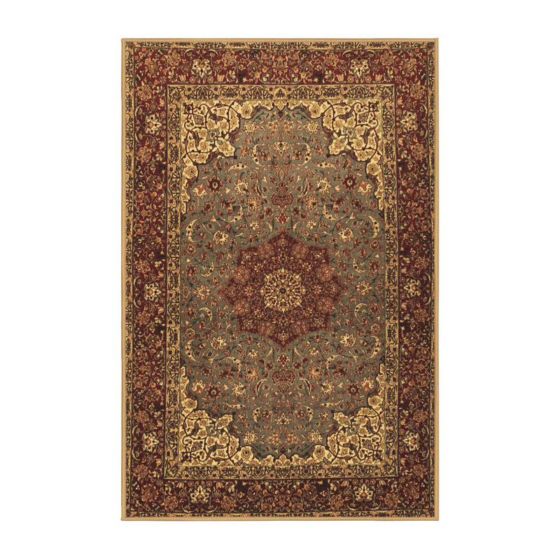Tapis oriental brun en laine / polyester tissé à la machine 7 pi x 9 pi Jenalise