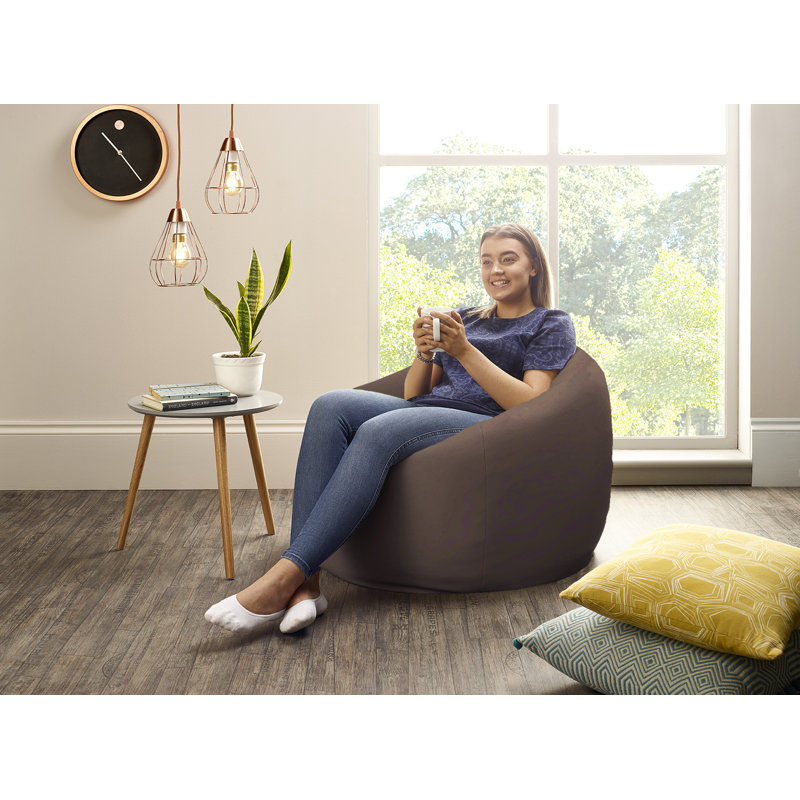 Attenborough Polyester Outdoor Friendly Refillable Bean Bag Chair, 102cm H x 89cm W x 89cm D, Brown