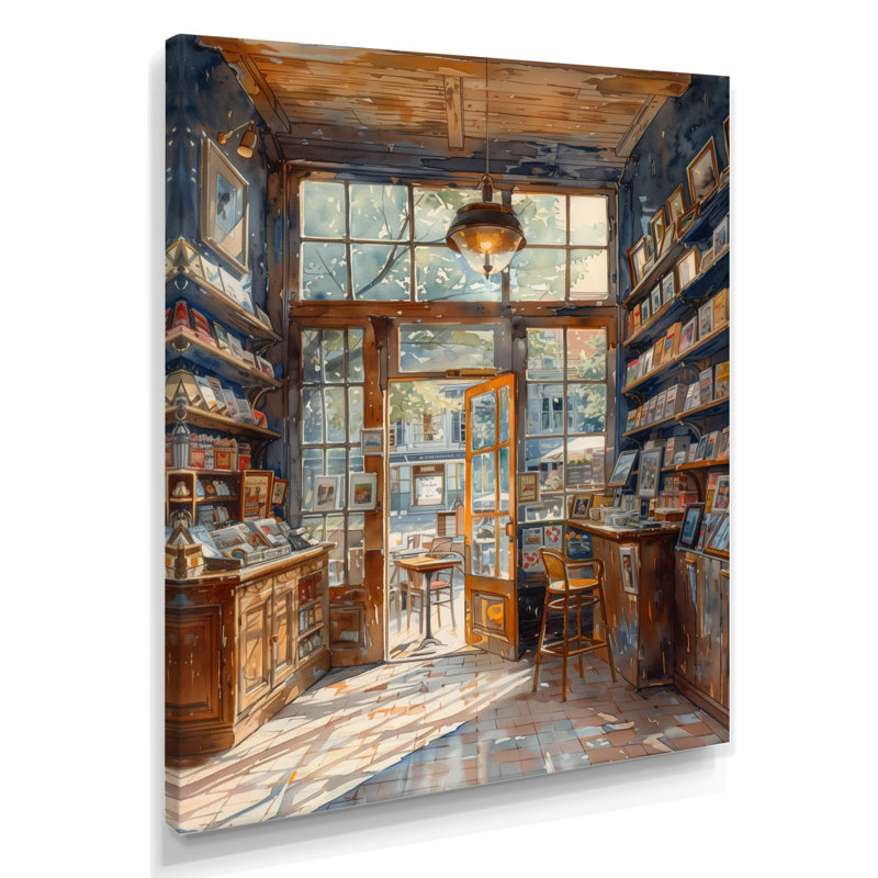 Café-restaurant jaune brun - Boutiques, H 32 po x l 24 po x P 1 po, Toile tendue