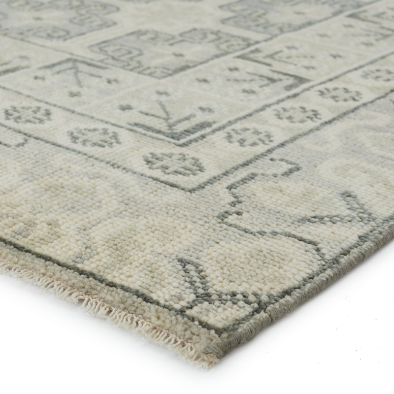Jaipur Living Stage SLN08 Handknotted Border Ivory and Green Area Rug (12'x15'), Rectangle 1'2" x 13'